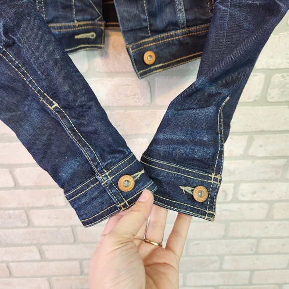ARIZONA JEAN Womens Dark Wash Denim Jacket Button Down Crop Waist Size M - Picture 7 of 12